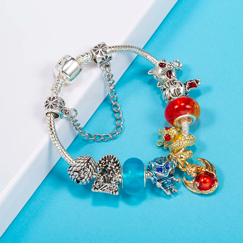 Bracelet Animaux Romantique — Breloques Perles Cristal, Style Unique, Cadeau Parfait