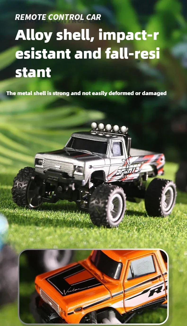 RC Monster Truck Tout-Terrain 1/64 — Mini Voiture d'Escalade Modèle Alliage 2.4G, Télécommande, Véhicule Électrique