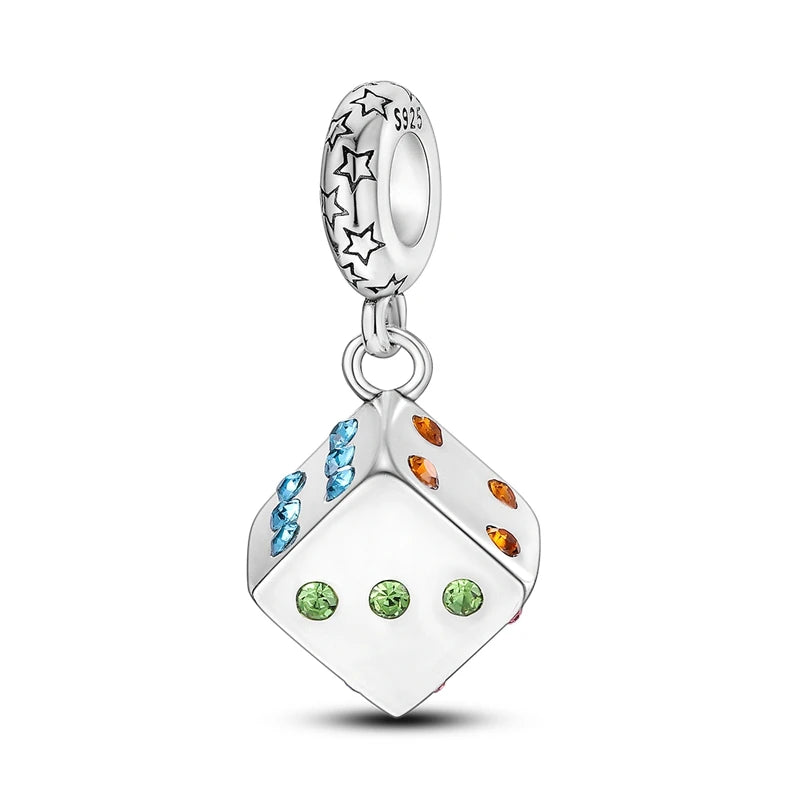 Breloques Argent Sterling 925 — Pendentifs Perles Cristal Artisanal pour Bracelet Charme