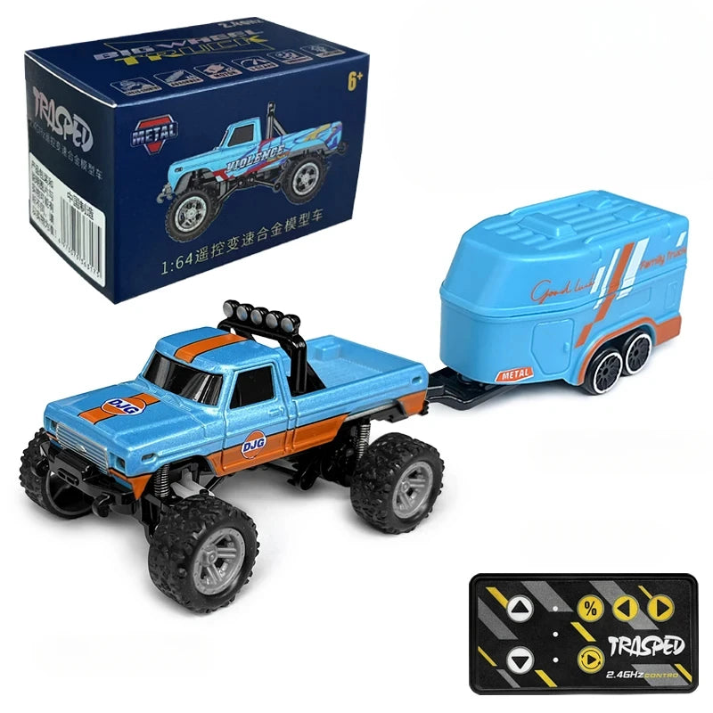 RC Monster Truck Tout-Terrain 1/64 — Mini Voiture d'Escalade Modèle Alliage 2.4G, Télécommande, Véhicule Électrique
