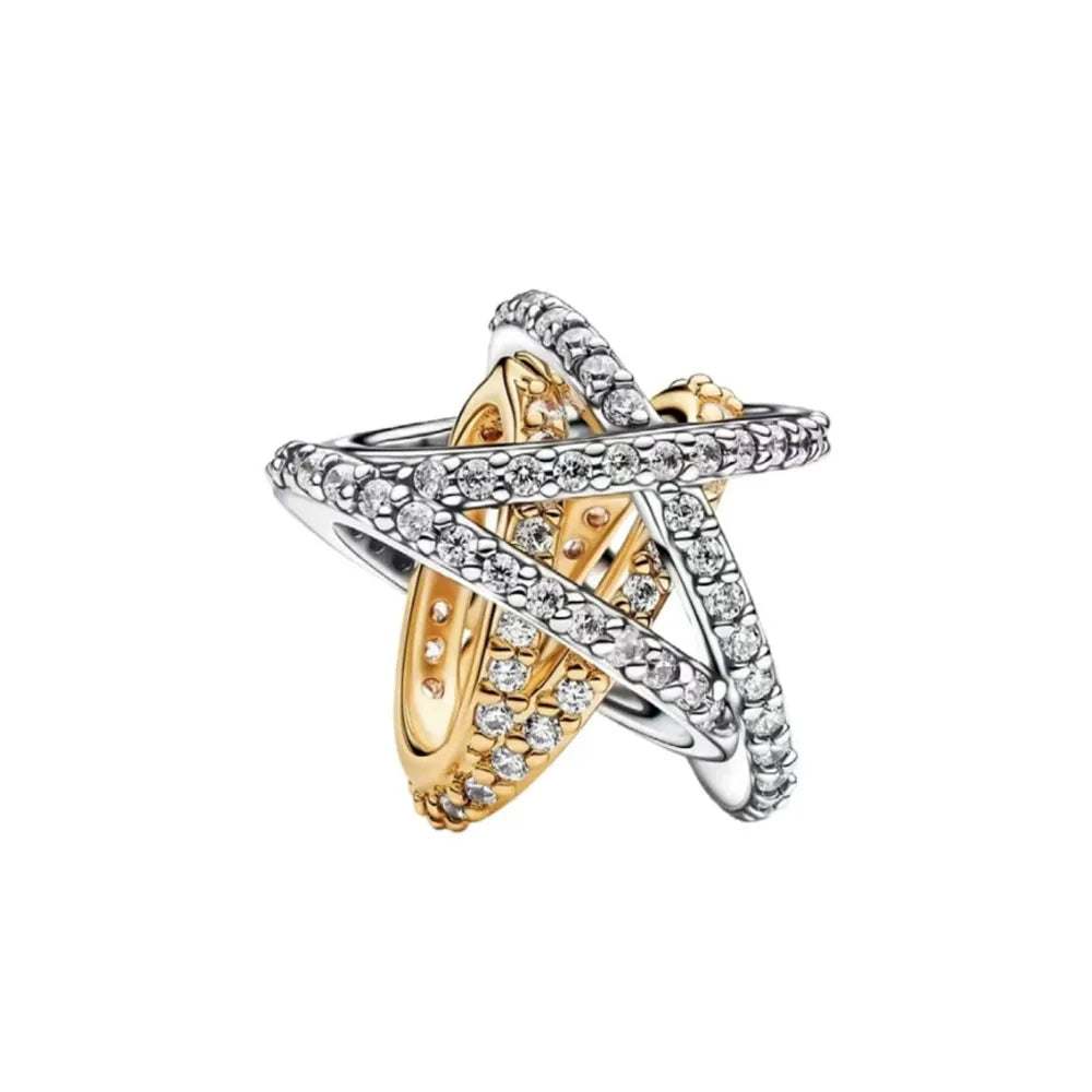Nœud Argent & Or 925 — Pendentif Vélo en Perles de Rose, Bracelet Artisanal Romantique
