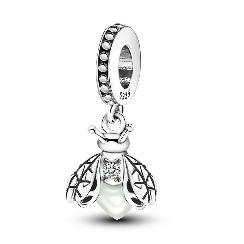 Breloques Argent Sterling 925 — Pendentifs Perles Cristal Artisanal pour Bracelet Charme