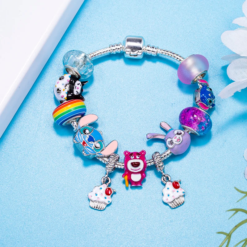 Bracelet Animaux Romantique — Breloques Perles Cristal, Style Unique, Cadeau Parfait