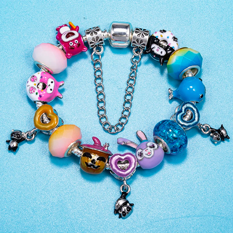 Bracelet Animaux Romantique — Breloques Perles Cristal, Style Unique, Cadeau Parfait
