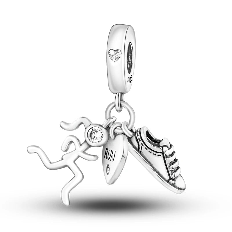 Breloques Argent Sterling 925 — Pendentifs Perles Cristal Artisanal pour Bracelet Charme