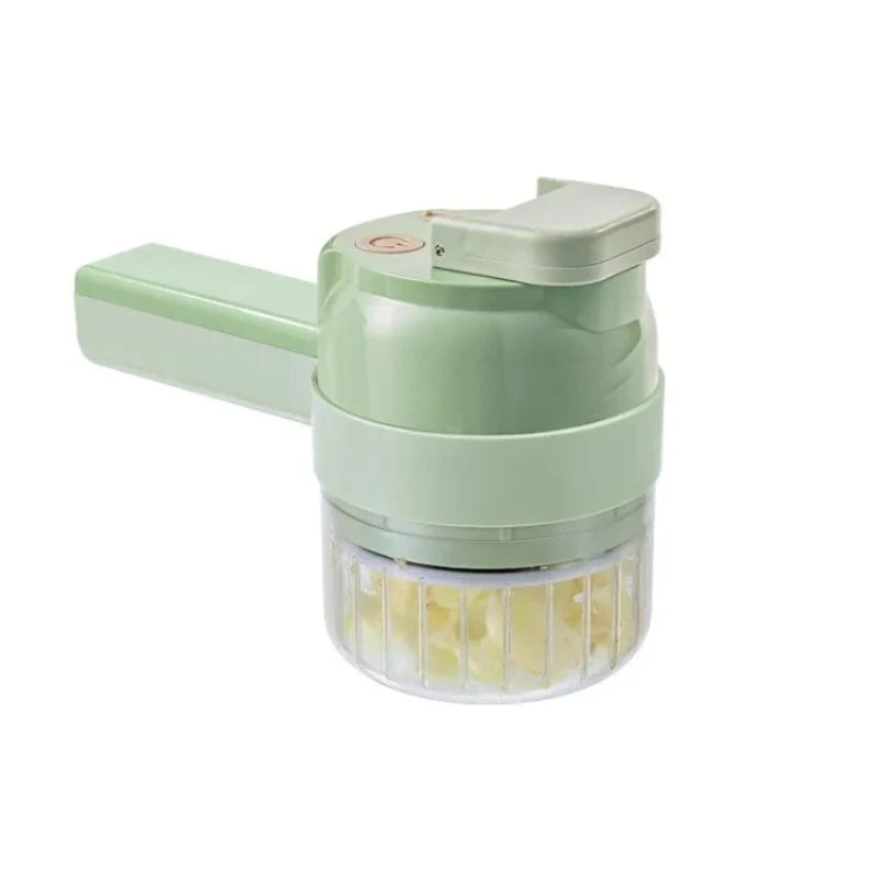 Coupe-Légumes Électrique 4-en-1 — Tranche, Râpe, Pile & Hache en Secondes