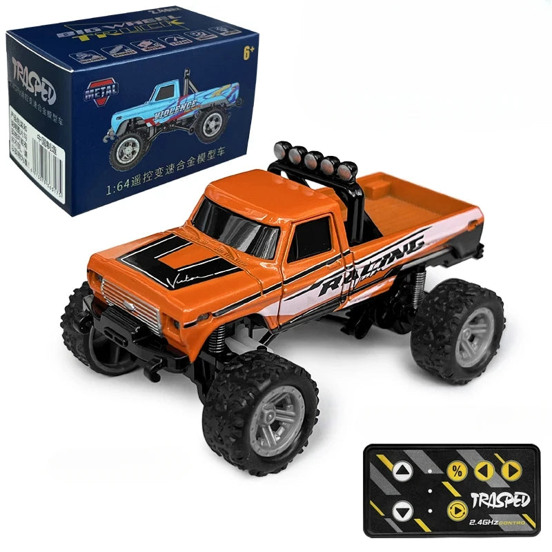 RC Monster Truck Tout-Terrain 1/64 — Mini Voiture d'Escalade Modèle Alliage 2.4G, Télécommande, Véhicule Électrique