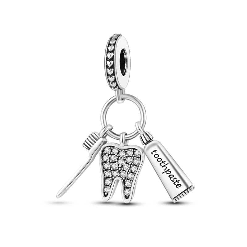 Breloques Argent Sterling 925 — Pendentifs Perles Cristal Artisanal pour Bracelet Charme