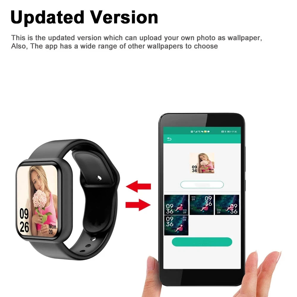 Montre Connectée Homme Femme — Fitness Tracker, Notifications, Étanche IP68, Cadran Tactile