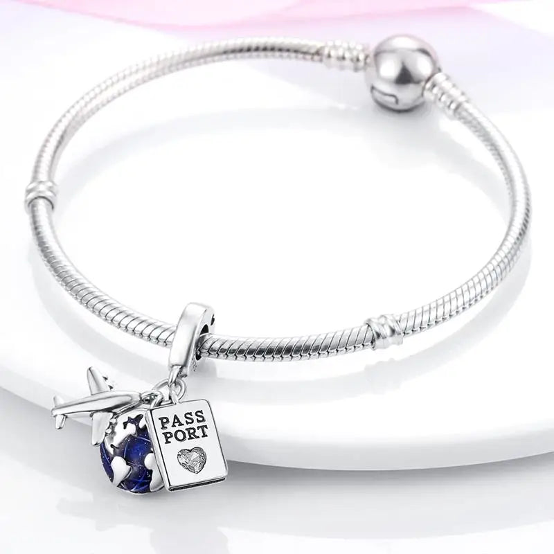 Breloques Argent Sterling 925 — Pendentifs Perles Cristal Artisanal pour Bracelet Charme