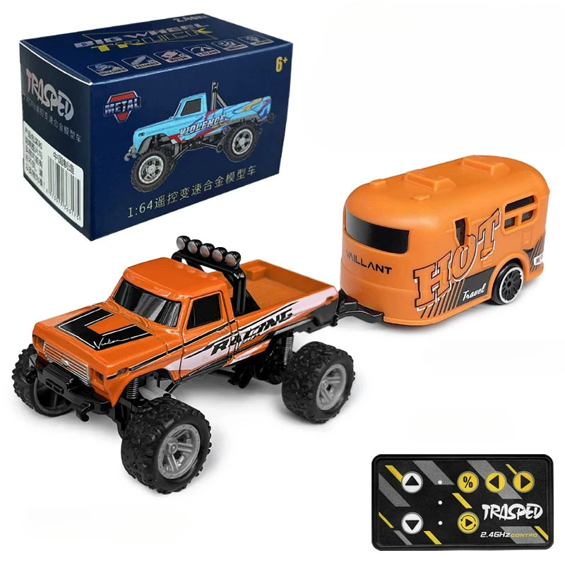 RC Monster Truck Tout-Terrain 1/64 — Mini Voiture d'Escalade Modèle Alliage 2.4G, Télécommande, Véhicule Électrique