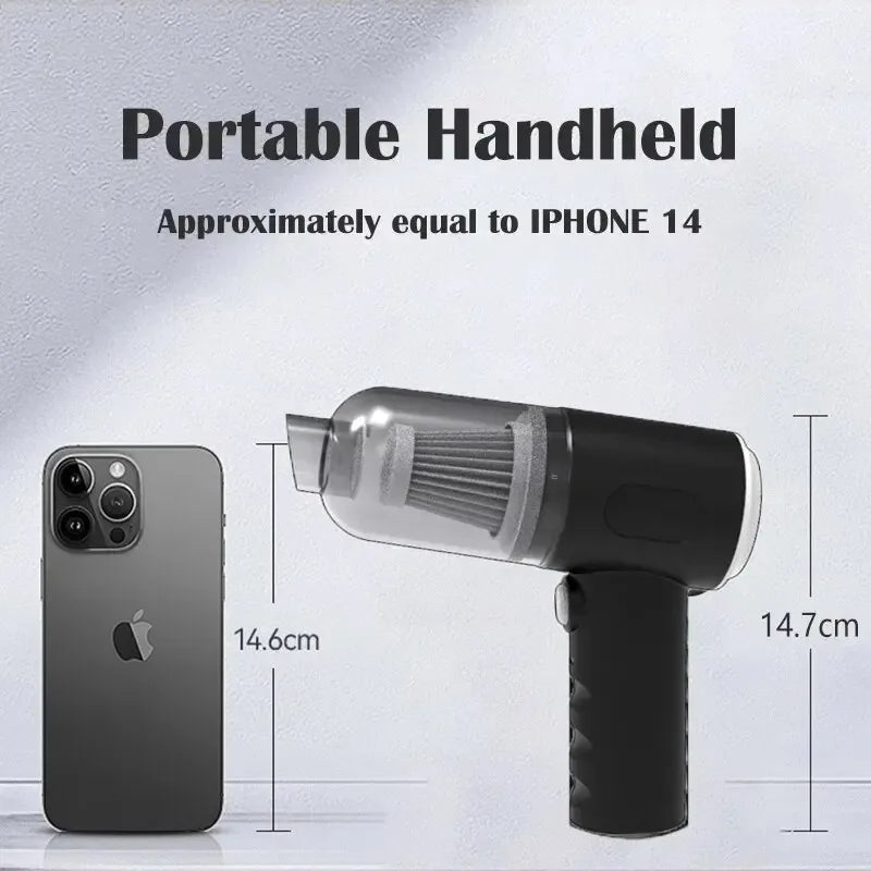 Aspirateur Voiture Sans Fil 9000Pa — Humide et Sec, Rechargeable USB, Mini Portable
