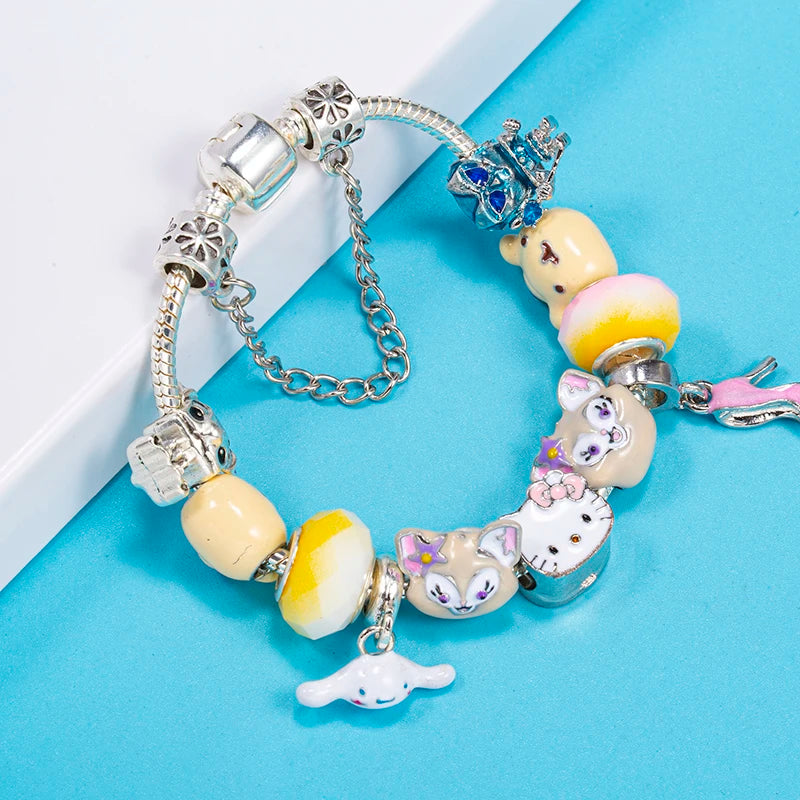 Bracelet Animaux Romantique — Breloques Perles Cristal, Style Unique, Cadeau Parfait
