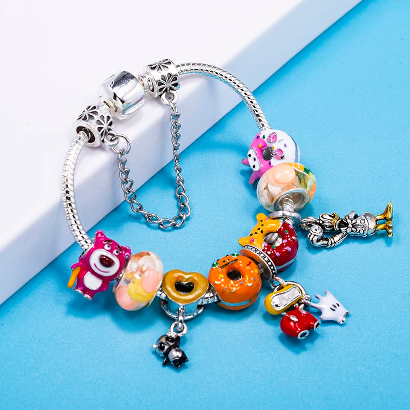 Bracelet Animaux Romantique — Breloques Perles Cristal, Style Unique, Cadeau Parfait