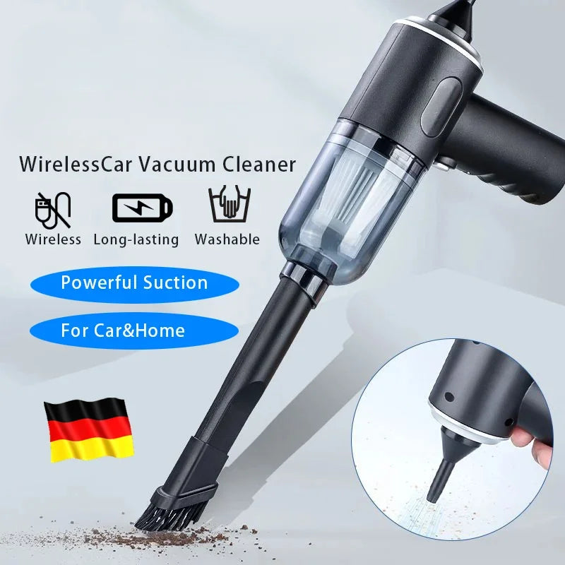 Aspirateur Voiture Sans Fil 9000Pa — Humide et Sec, Rechargeable USB, Mini Portable