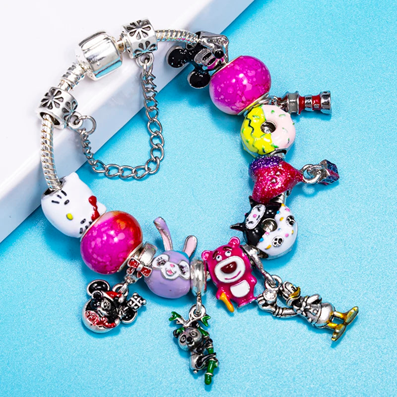 Bracelet Animaux Romantique — Breloques Perles Cristal, Style Unique, Cadeau Parfait