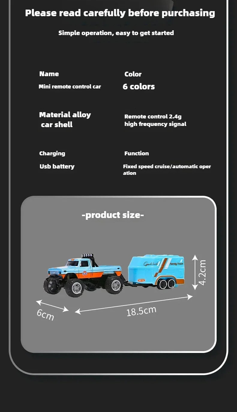 RC Monster Truck Tout-Terrain 1/64 — Mini Voiture d'Escalade Modèle Alliage 2.4G, Télécommande, Véhicule Électrique