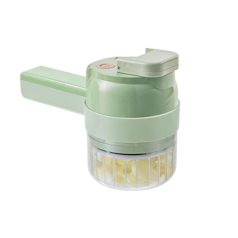 Coupe-Légumes Électrique 4-en-1 — Tranche, Râpe, Pile & Hache en Secondes