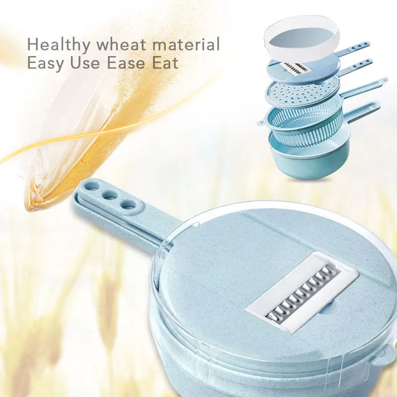 Râpe Légumes 5-en-1 Acier Inox — Tranche, Râpe, Coupe, Épluche, Hache