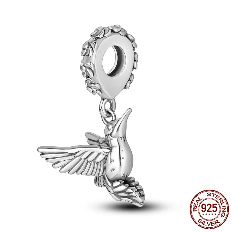 Breloques Argent Sterling 925 — Pendentifs Perles Cristal Artisanal pour Bracelet Charme