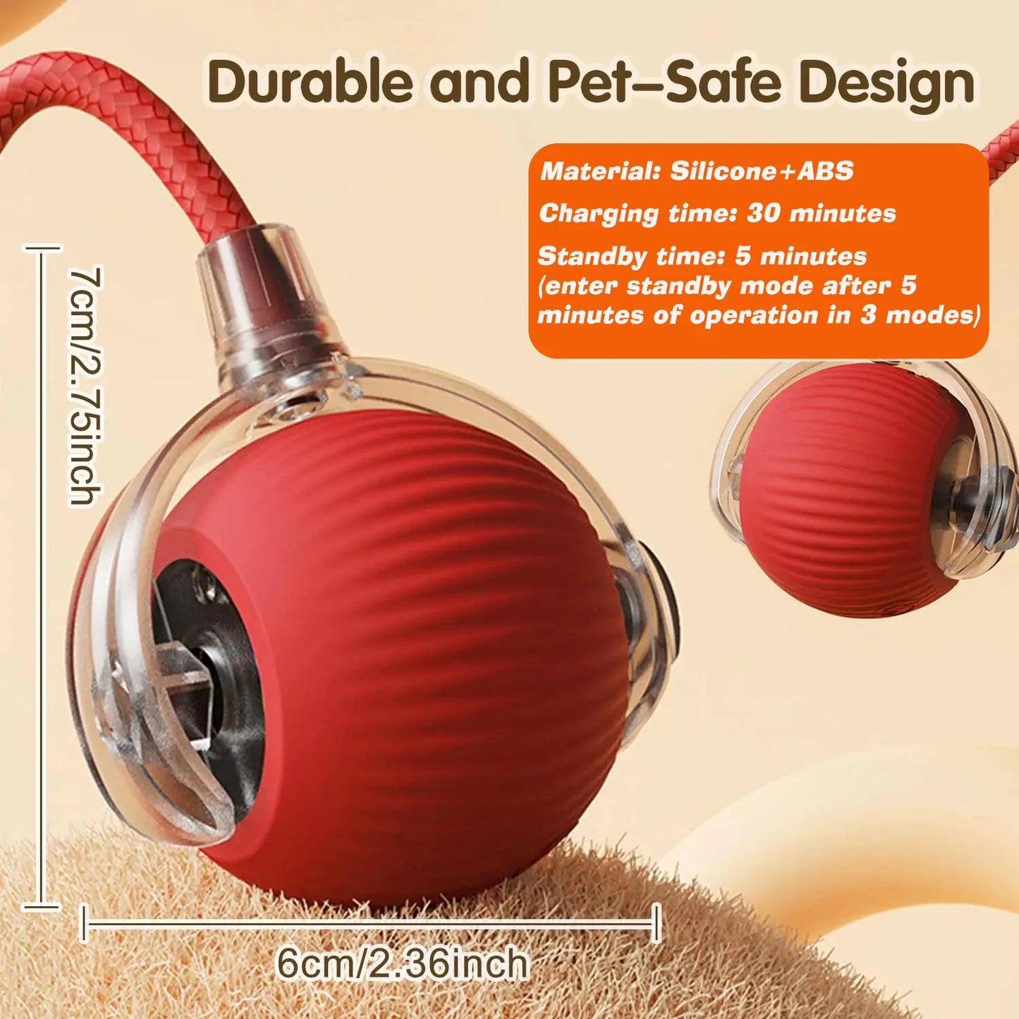 Balle Interactive pour Chien — Roule Seule, 3 Modes de Jeu, Rechargeable USB