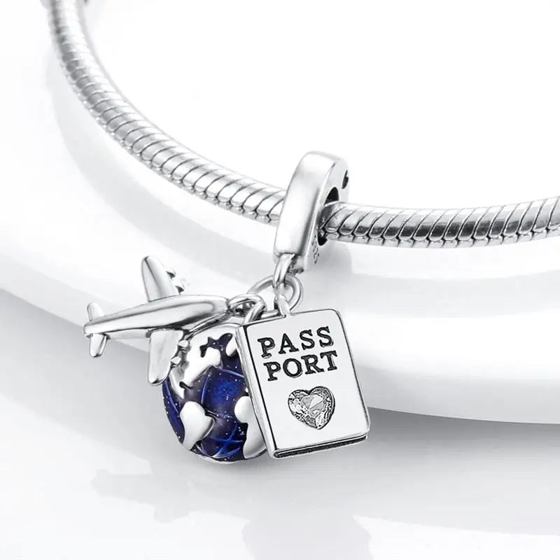Breloques Argent Sterling 925 — Pendentifs Perles Cristal Artisanal pour Bracelet Charme