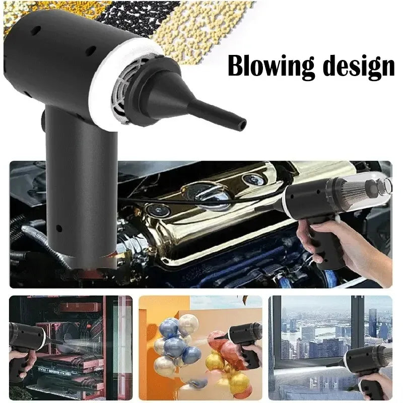 Aspirateur Voiture Sans Fil 9000Pa — Humide et Sec, Rechargeable USB, Mini Portable