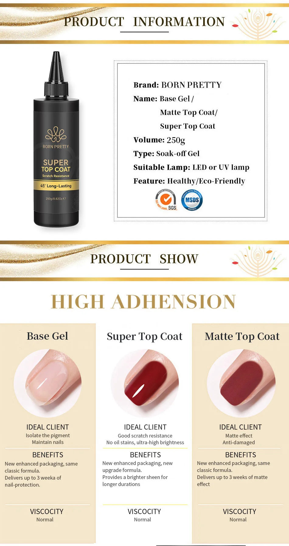 Vernis Semi-Permanent BORN PRETTY — Volume Ultra-Haut, Brillance Salon, Tenue 21 Jours, 12ml