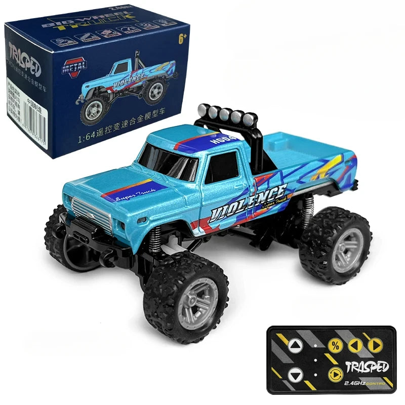 RC Monster Truck Tout-Terrain 1/64 — Mini Voiture d'Escalade Modèle Alliage 2.4G, Télécommande, Véhicule Électrique