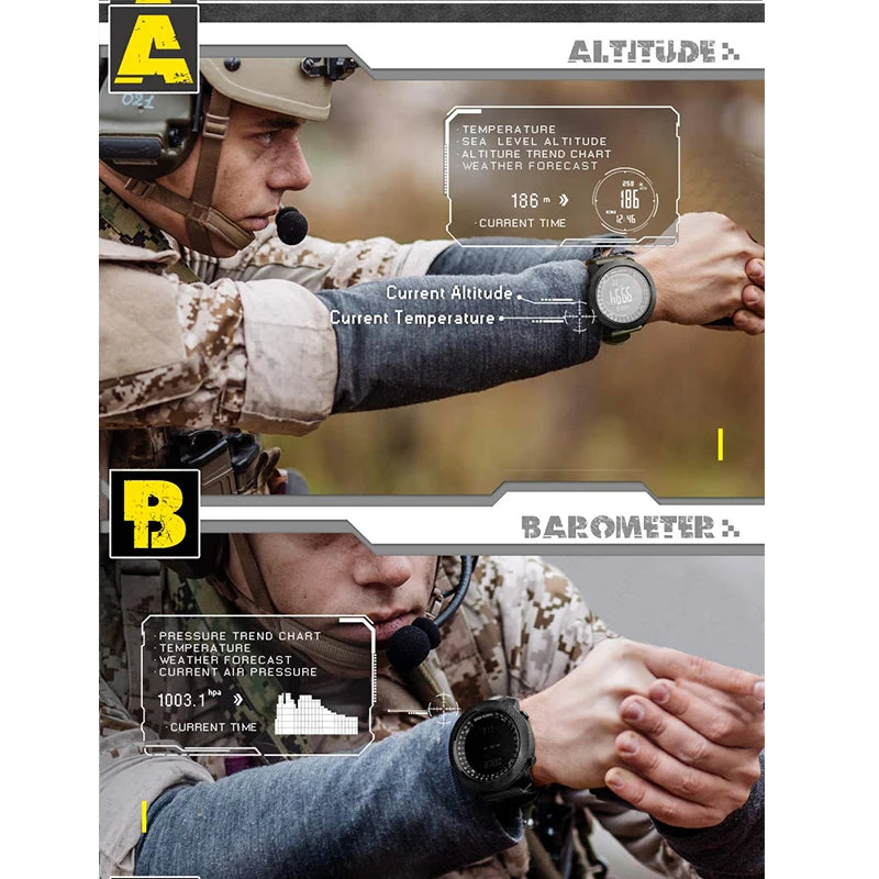 Montre Sport NORTH EDGE — Altimètre, Boussole, Étanche 50m, Multi-Sports