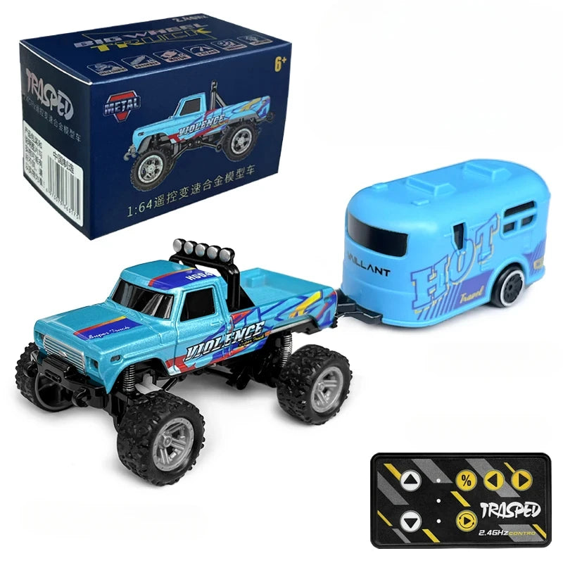 RC Monster Truck Tout-Terrain 1/64 — Mini Voiture d'Escalade Modèle Alliage 2.4G, Télécommande, Véhicule Électrique